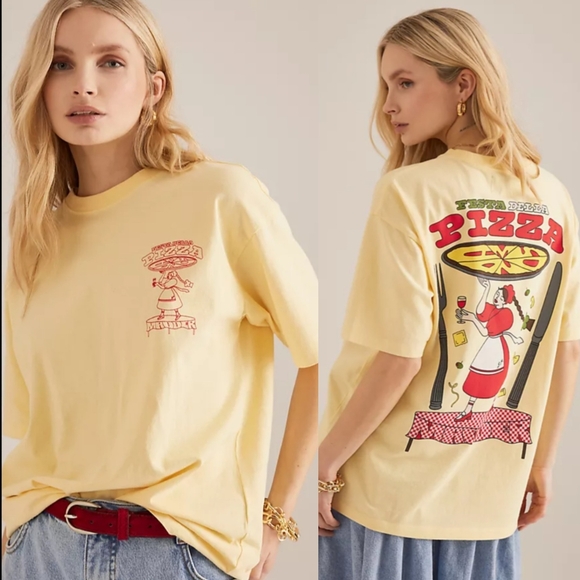 Anthropologie Tops - NWT ANTHRO' DAMSON MADDER Pizza Party Boyfriend Tee